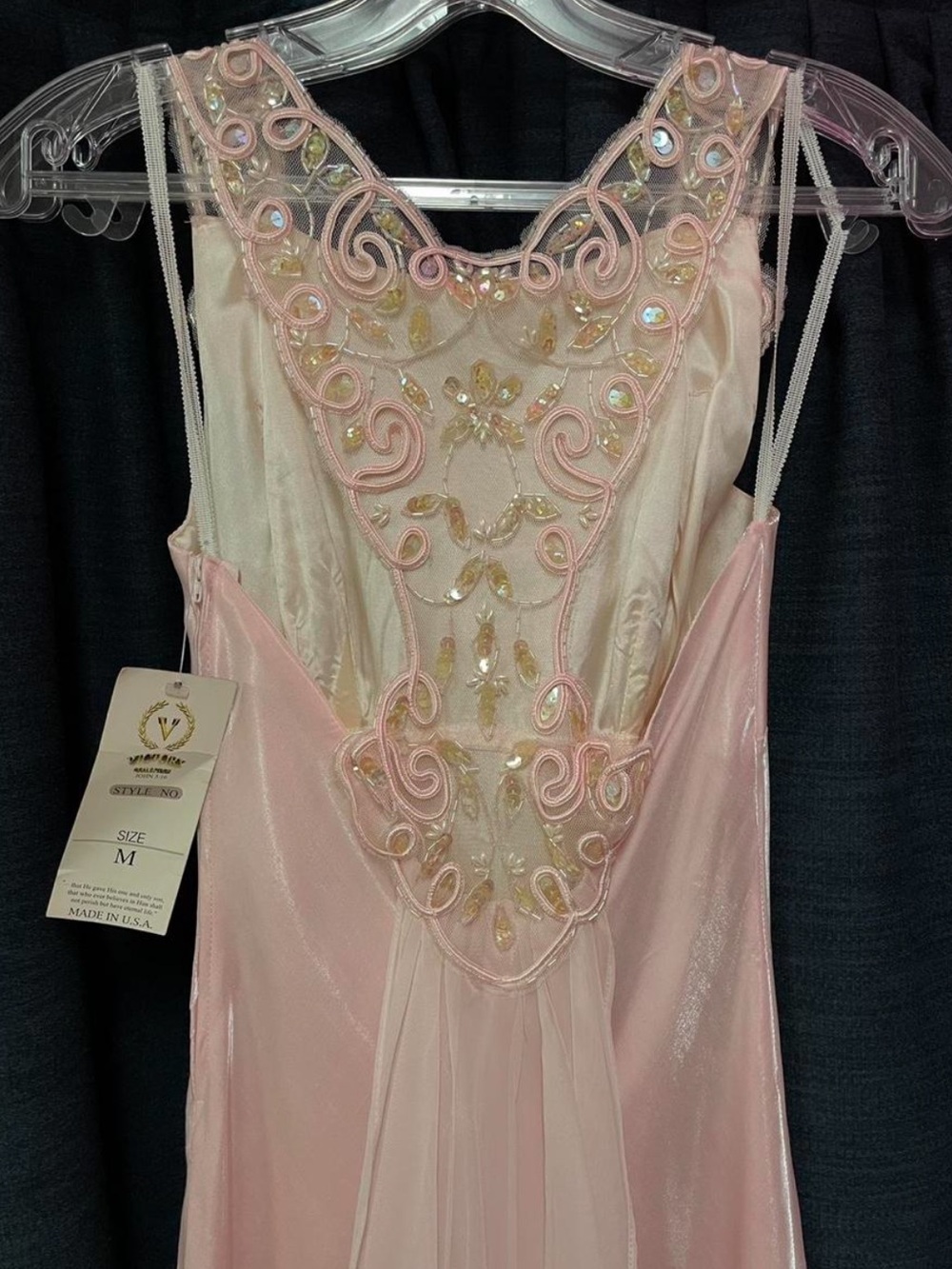 Delicate Pink Embellished Slip Dress beaded back